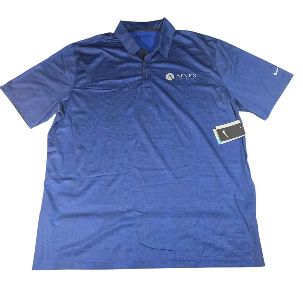 NWT Nike Golf Dri-FIT Heathered Royal Blue Polo Golf Shirt Men's Size XXL Aevex